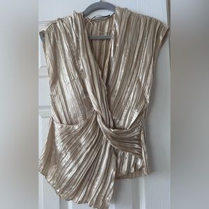 Zara Champagne accordion Style Top SMALL